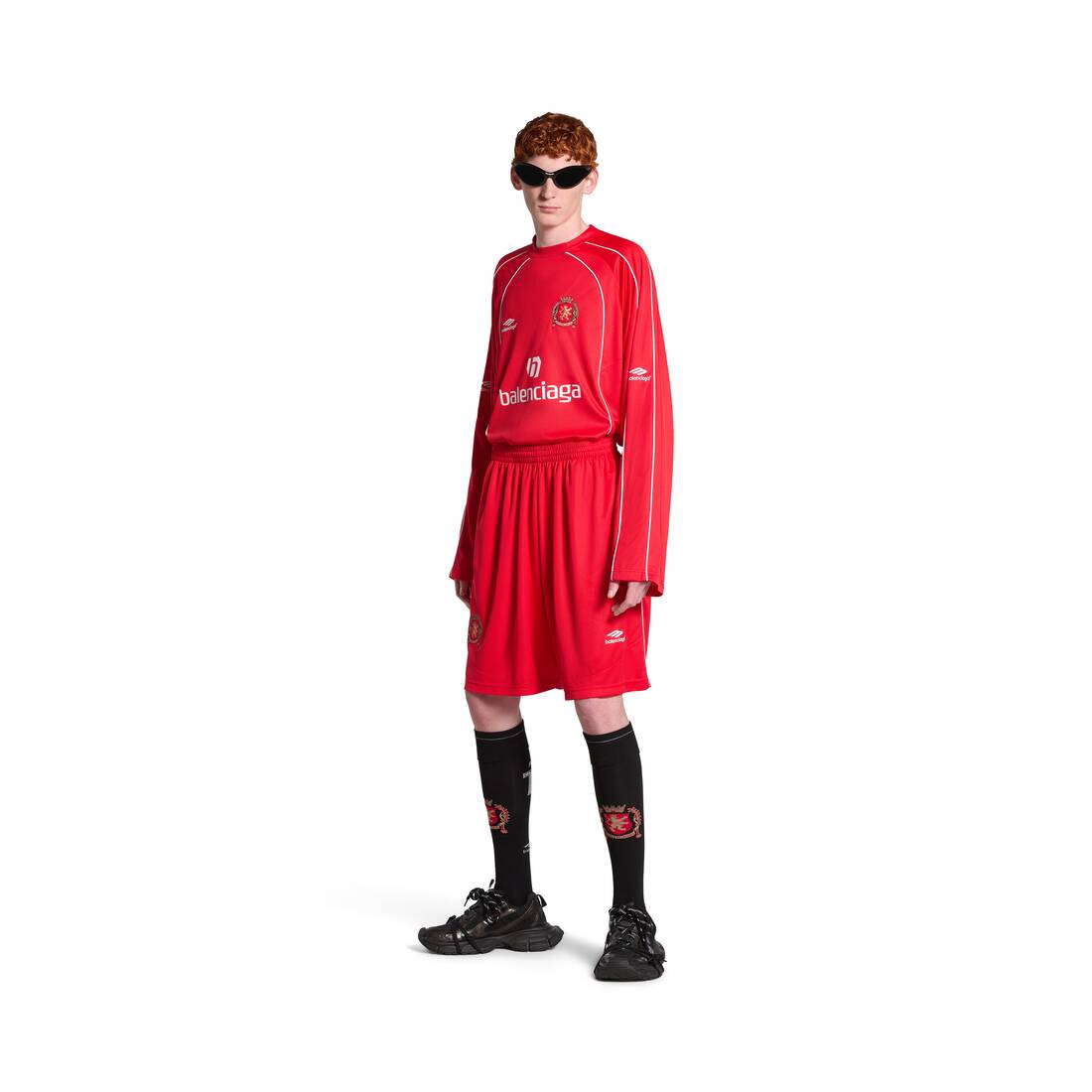 Soccer Baggy Shorts in Red/white | Balenciaga US