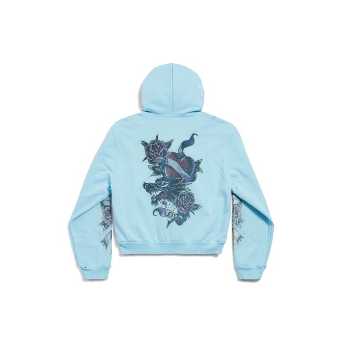 tacky tattoo zip-up hoodie small fit