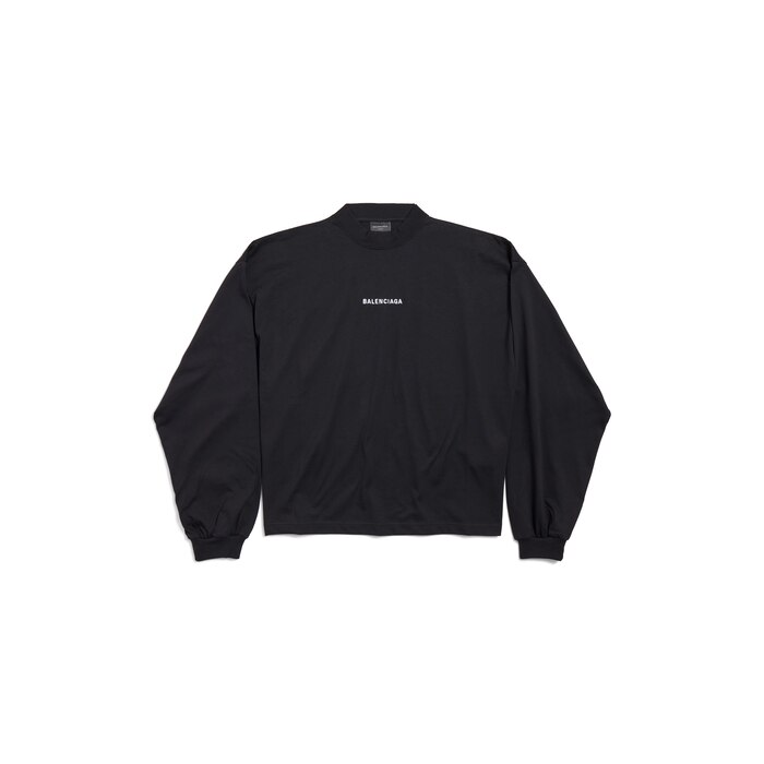 Balenciaga Back Strass Cropped Long Sleeve T Shirt Black Woman 1 Main Material 100 Cotton Trimming 97 Cotton 3 Elastane