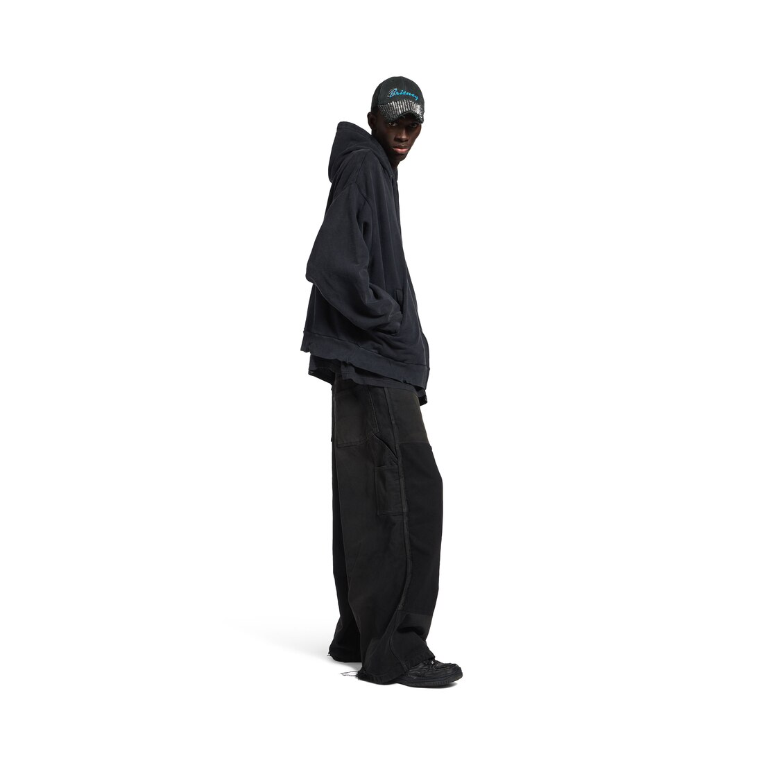 Balenciaga Music | Britney Spears Series Oversized Zip-up Hoodie in Faded Black /blue