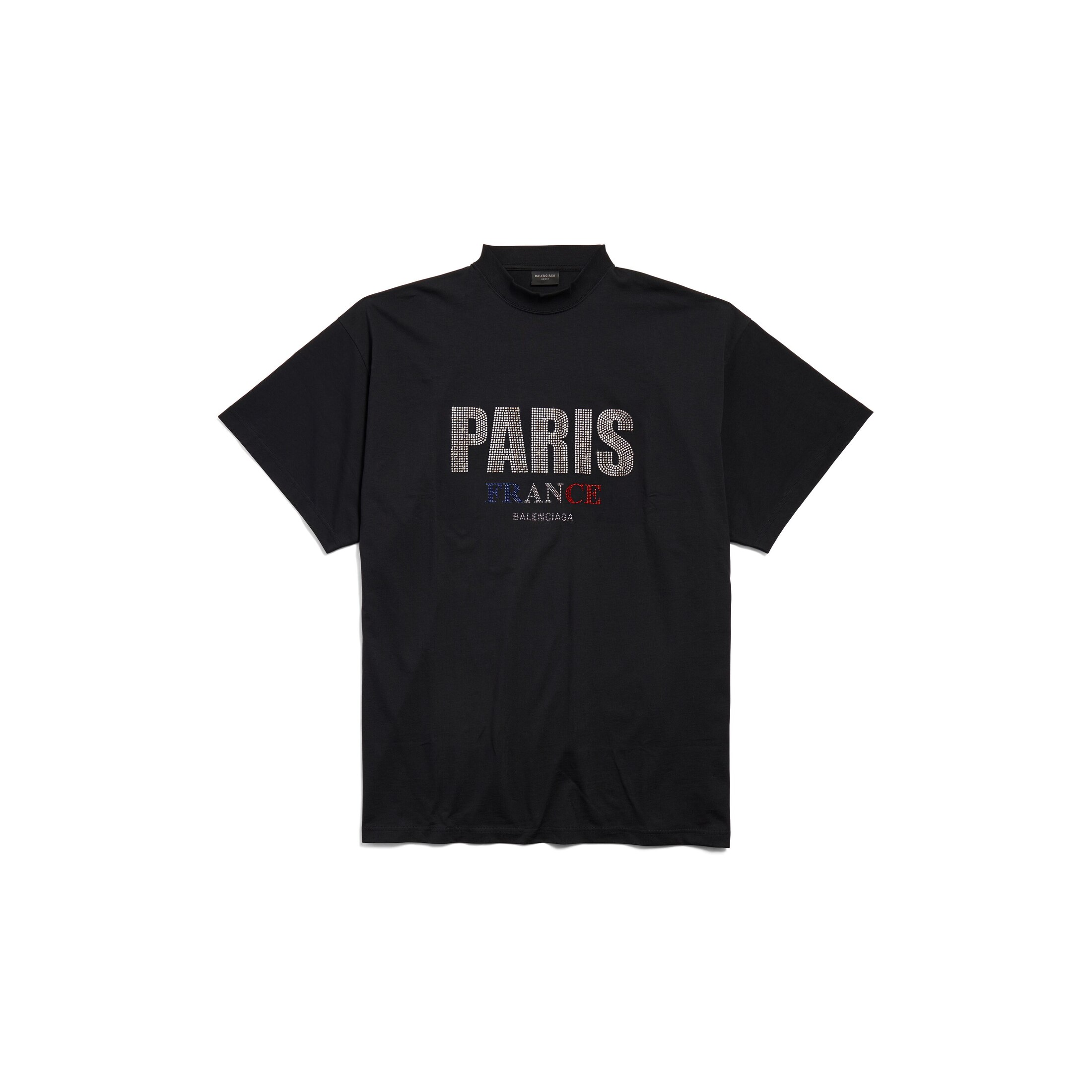 Balenciaga Paris Strass T-Shirt Oversized - Black - Unisex - 3 - Main Fabric: 100% Cotton - Trimming: 97% Cotton, 3% Elastane