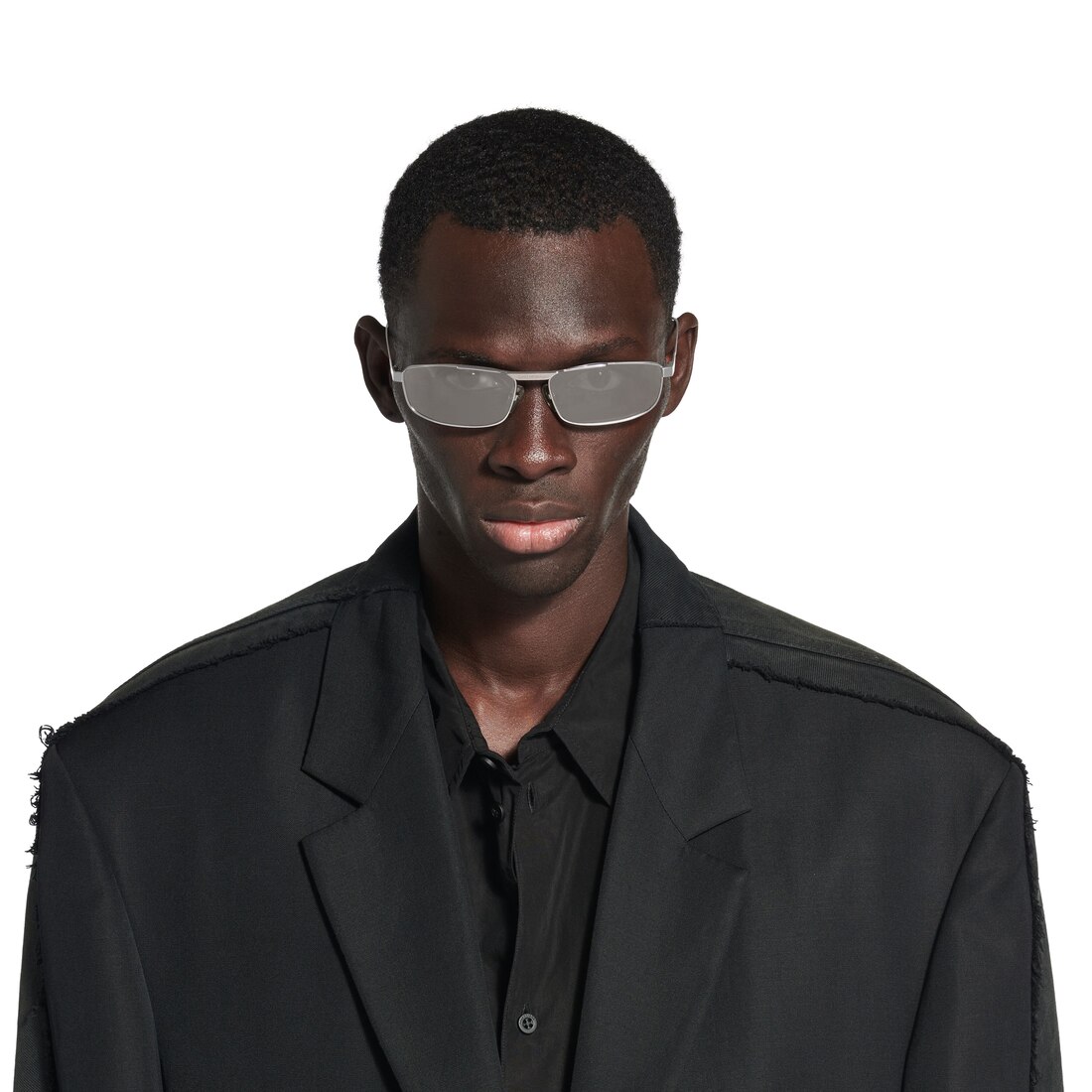 Tag 3.0 Rectangle Sunglasses in Light Grey | Balenciaga US