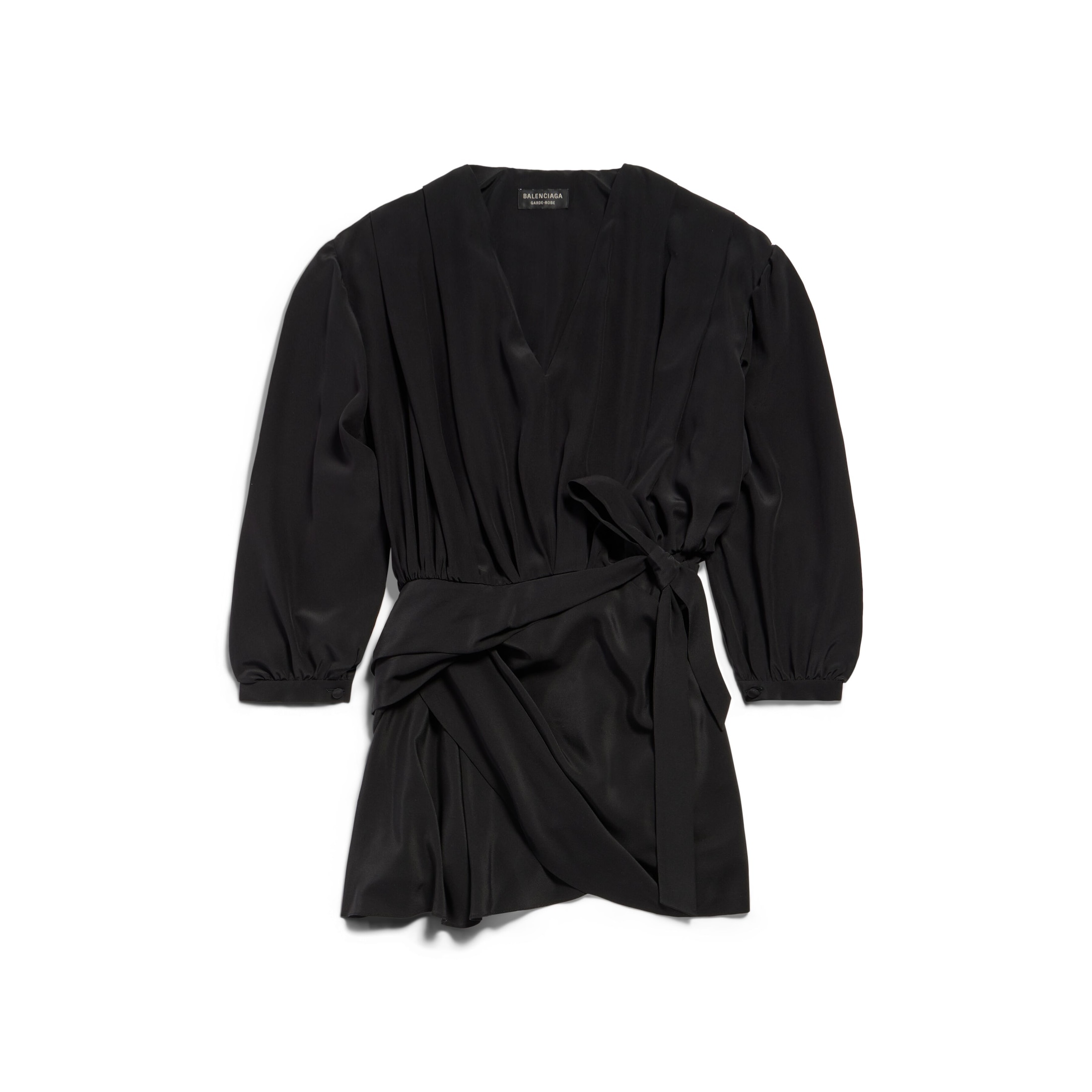 Balenciaga V-Neck Mini Dress - Black - Woman - 38 - Silk