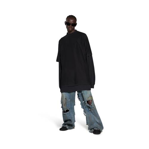 mirror balenciaga 더블 트롱프뢰유 오버사이즈 롱 슬리브 티셔츠