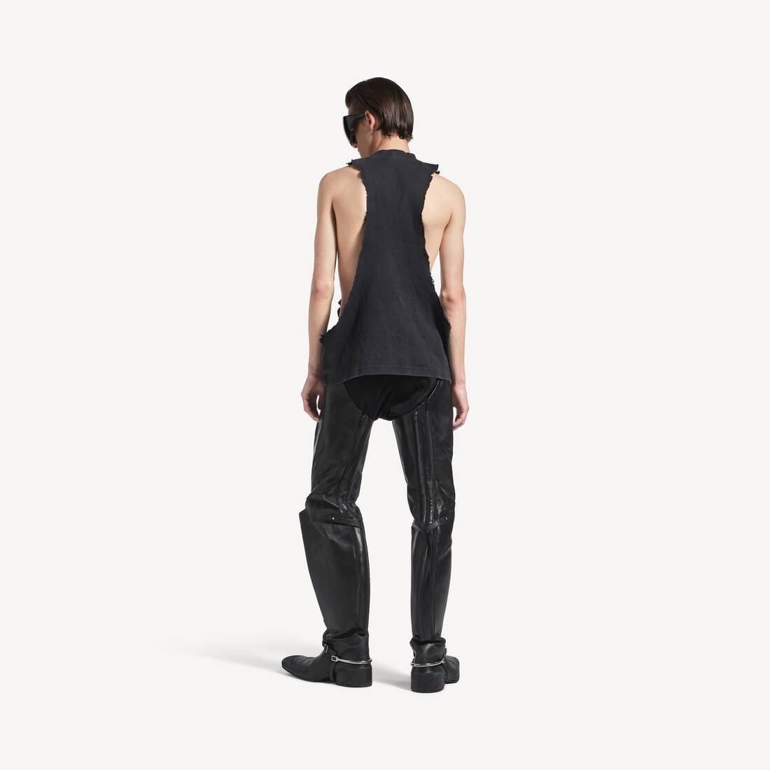 Men's Standard Ripped Tank Top in Faded Black | Balenciaga HK