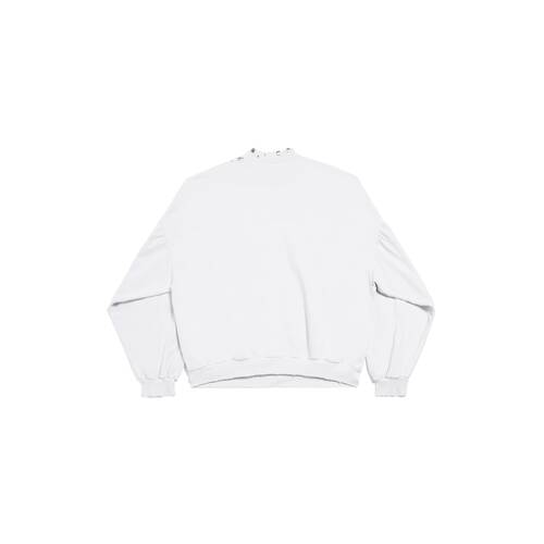 Pierced Round Sweatshirt Oversized in White | Balenciaga US