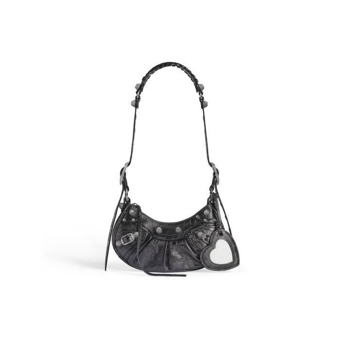 le cagole xs shoulder bag crocodile embossed with rhinestones 