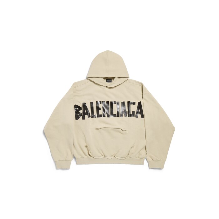 tape type ripped pocket hoodie