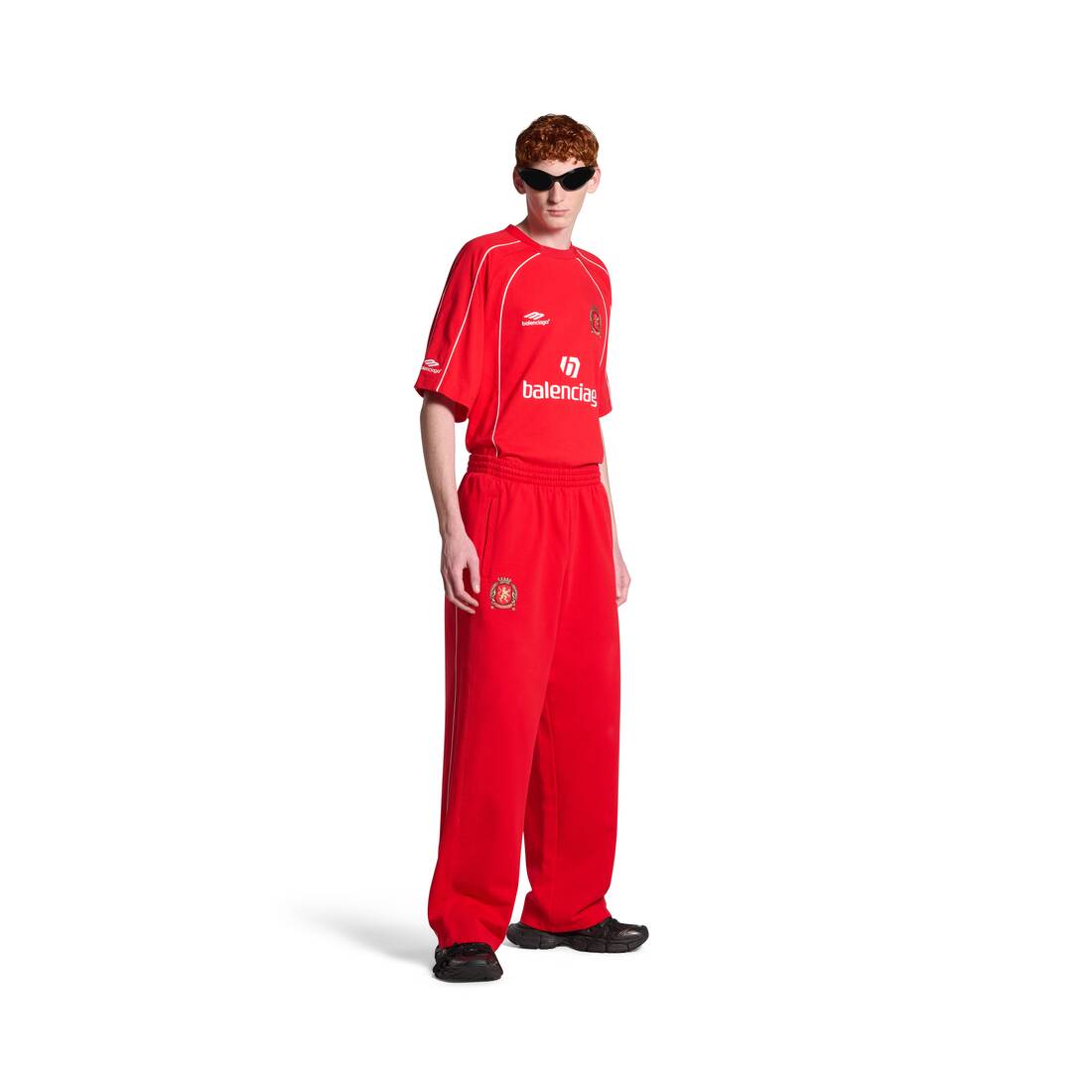 Pantalon Jogging Baggy Soccer pour Homme en Rouge/blanc