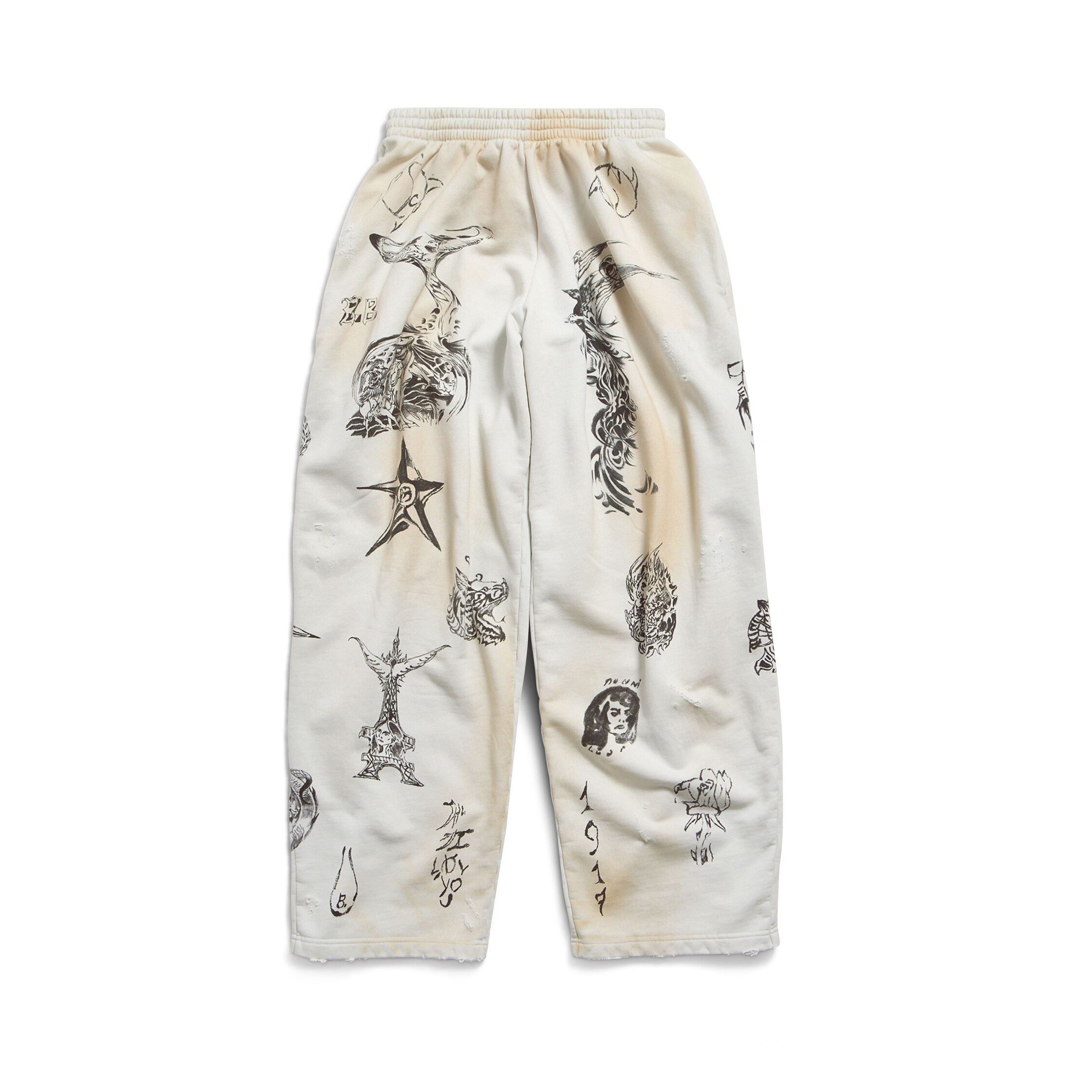 Balenciaga Pantaloni Da Tuta Baggy Tat - Bianco - Uomo - XXS - Cotone