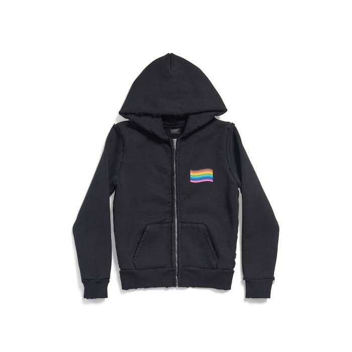 rainbow flag zip-up hoodie small fit