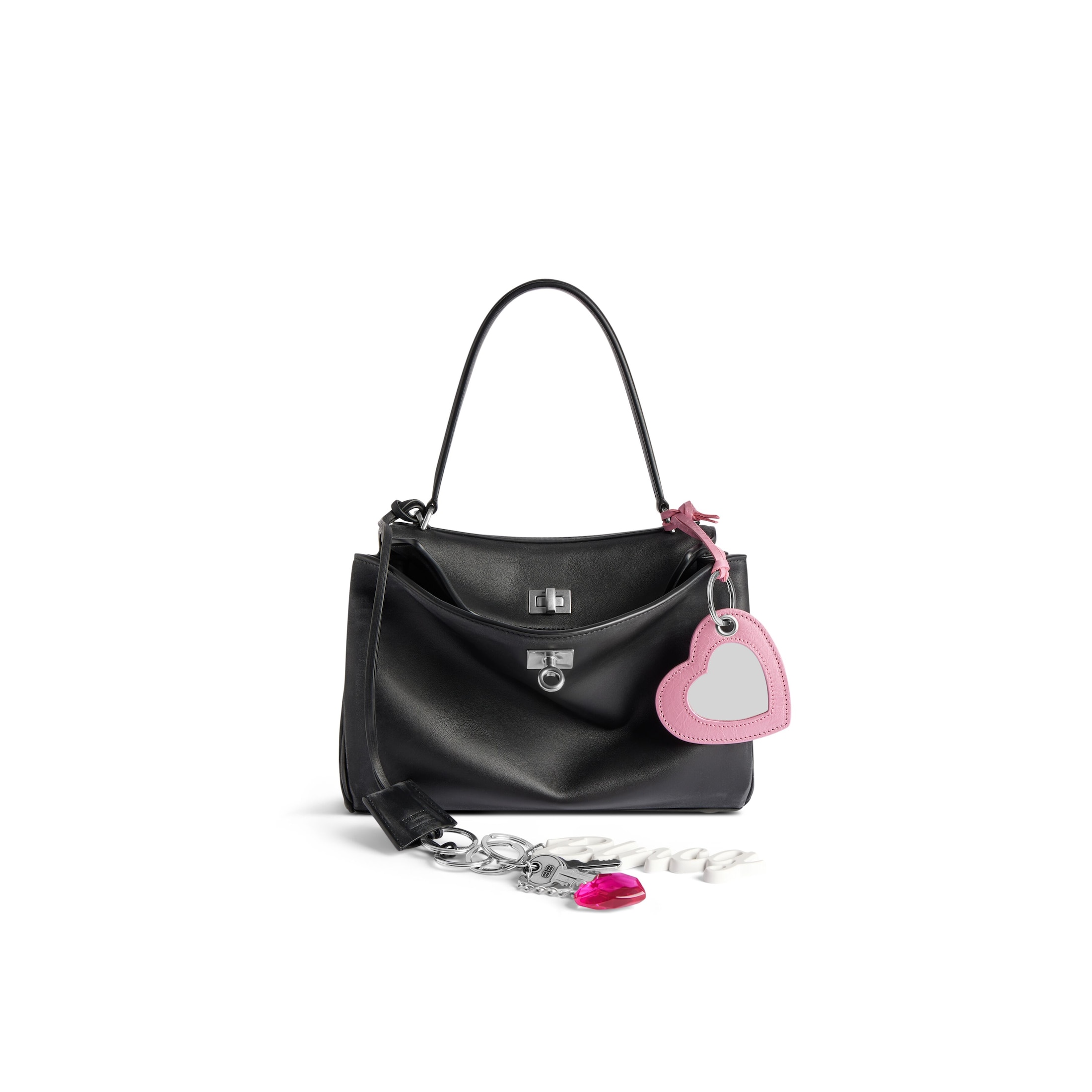 Balenciaga Rodeo Small Handbag Used Effect With One Charm - Black - Woman - Calfskin, Silicone, Lambskin, Brass