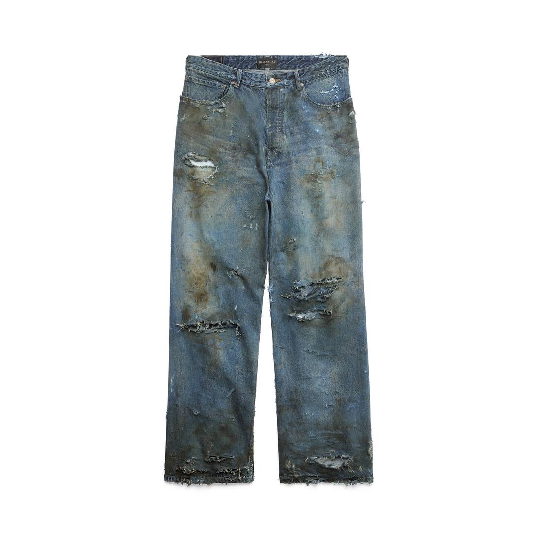 Super Destroyed Baggy Pants in Light Blue | Balenciaga US