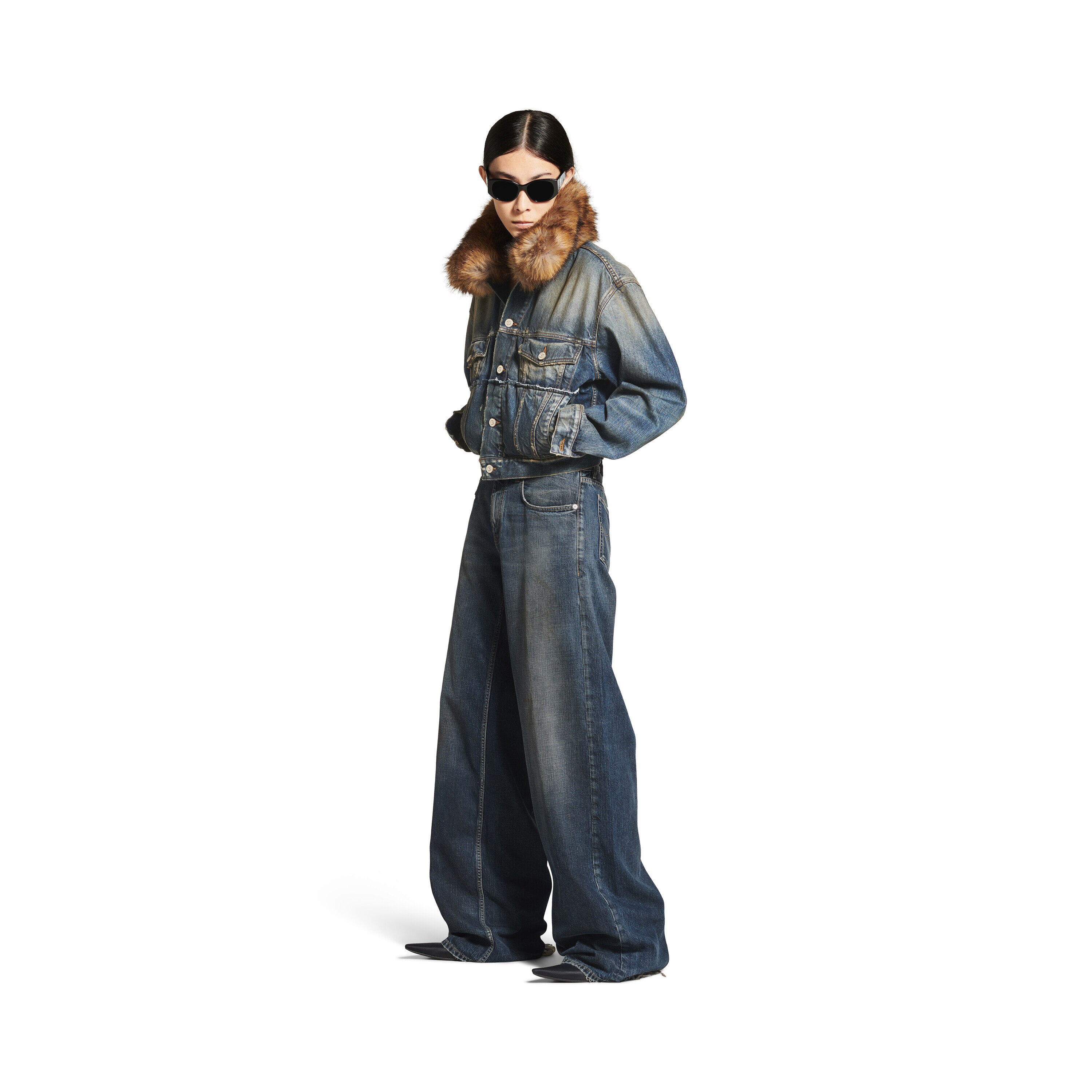 2025夏◆BALENCIAGA◆バレンシアガ ワイドレッグ Baggy パンツ ホワイト の ウィメンズ ワイドレッグ Baggy パンツ スニーカー
