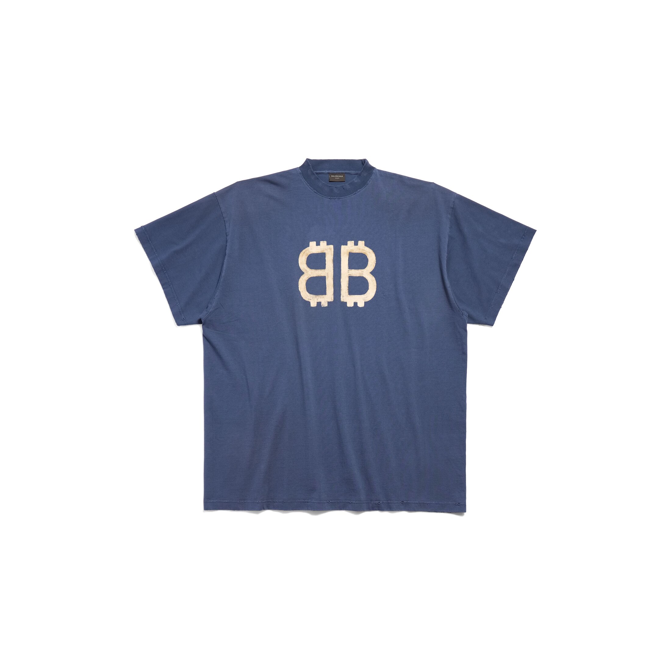Balenciaga Crypto T-Shirt Oversized - Blue - Unisex - 1 - Cotton