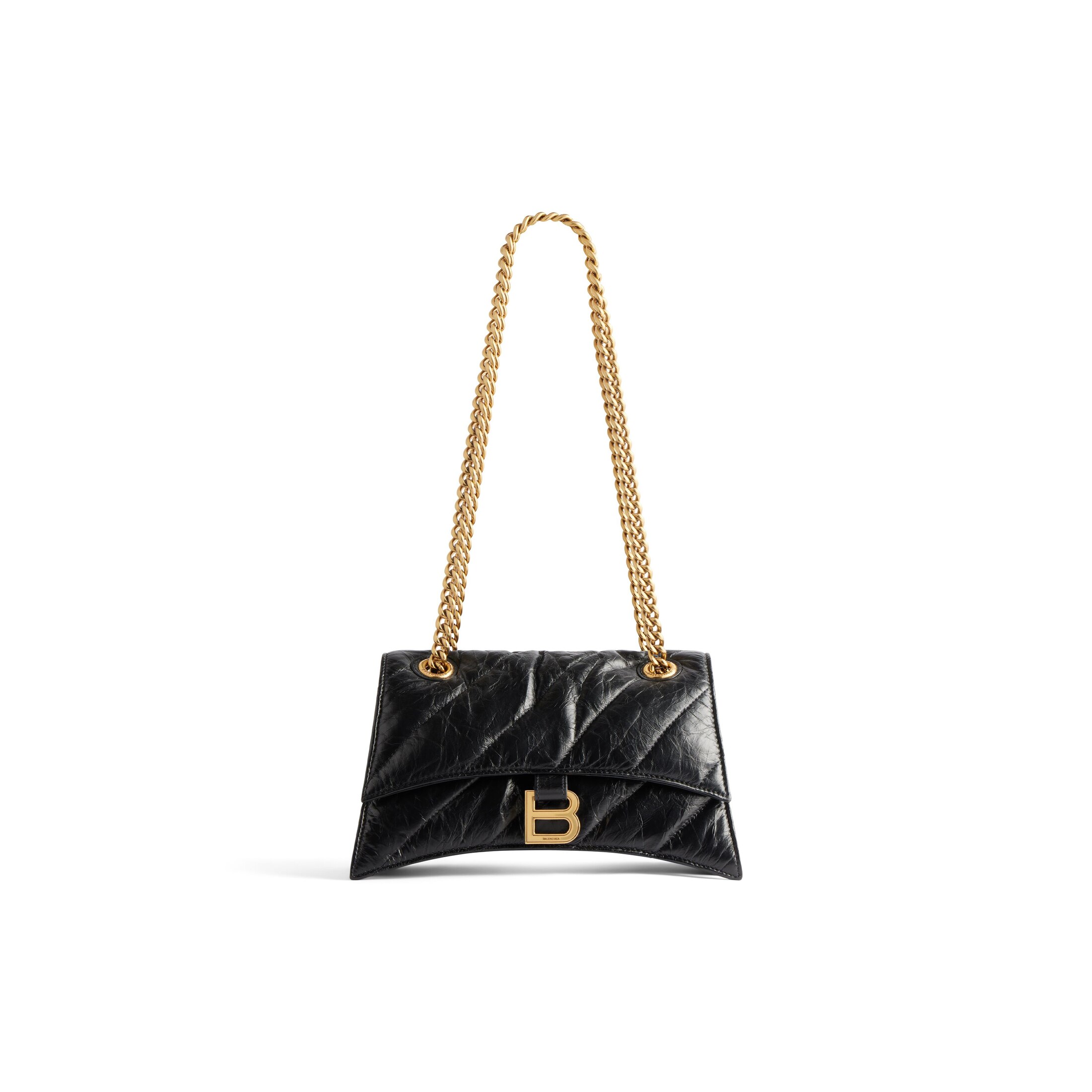 Balenciaga Crush Small Chain Bag Quilted - Black - Woman - Calfskin