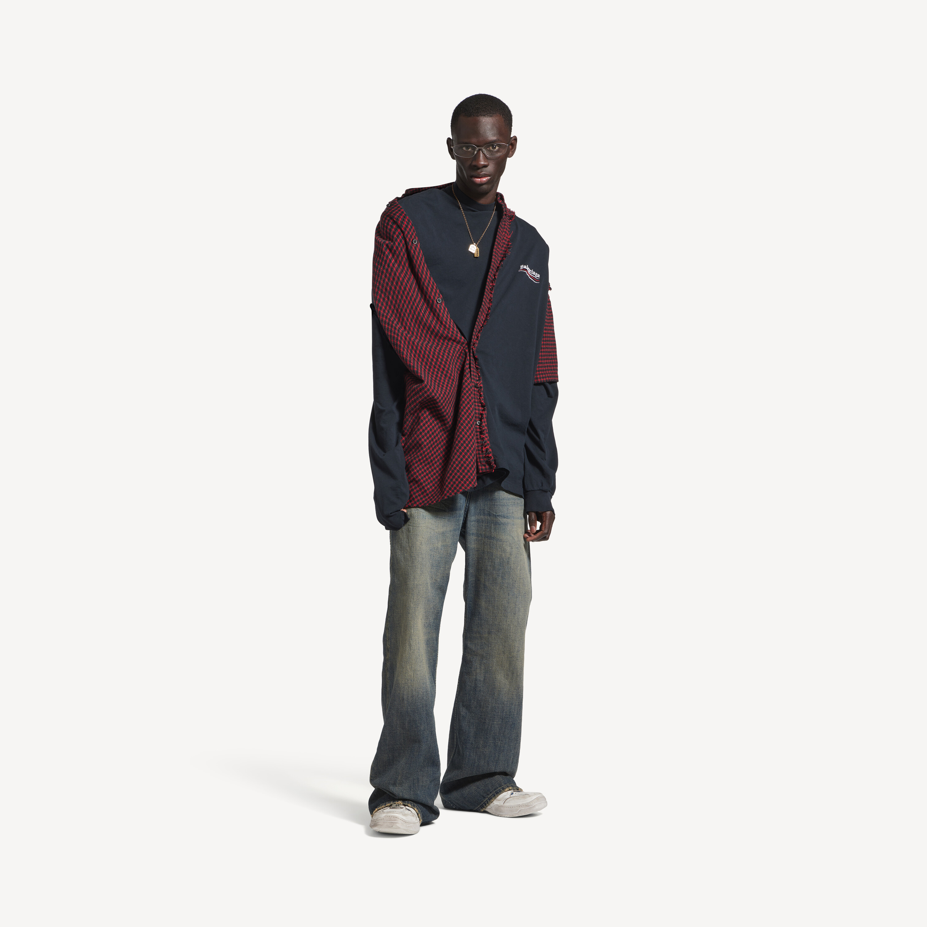 Men's Patched Shirt in Red/black | Balenciaga US