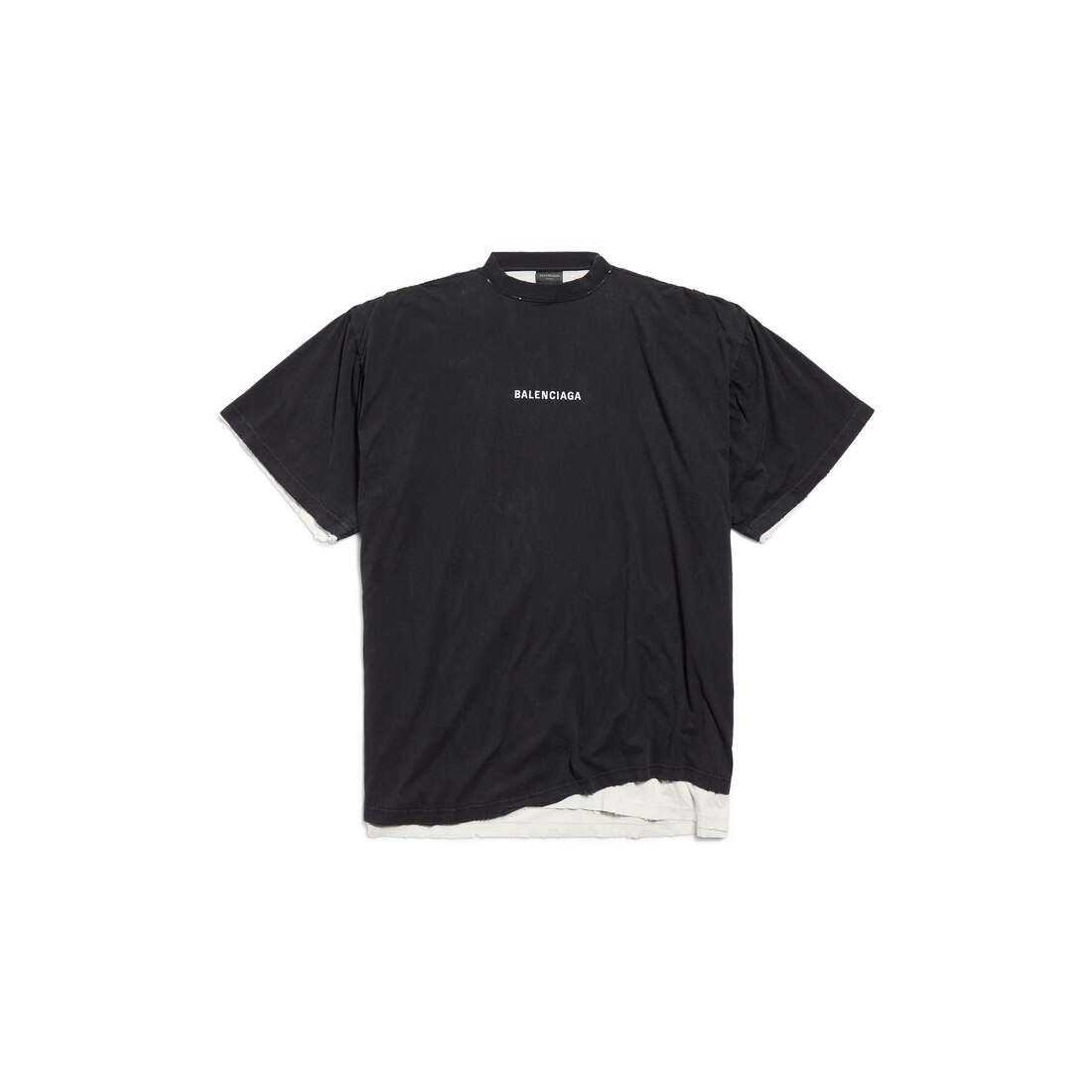 【BALENCIAGA】Balenciaga Back ダブル Tシャツ Men's Balenciaga Back Double T-shirt in Black Faded