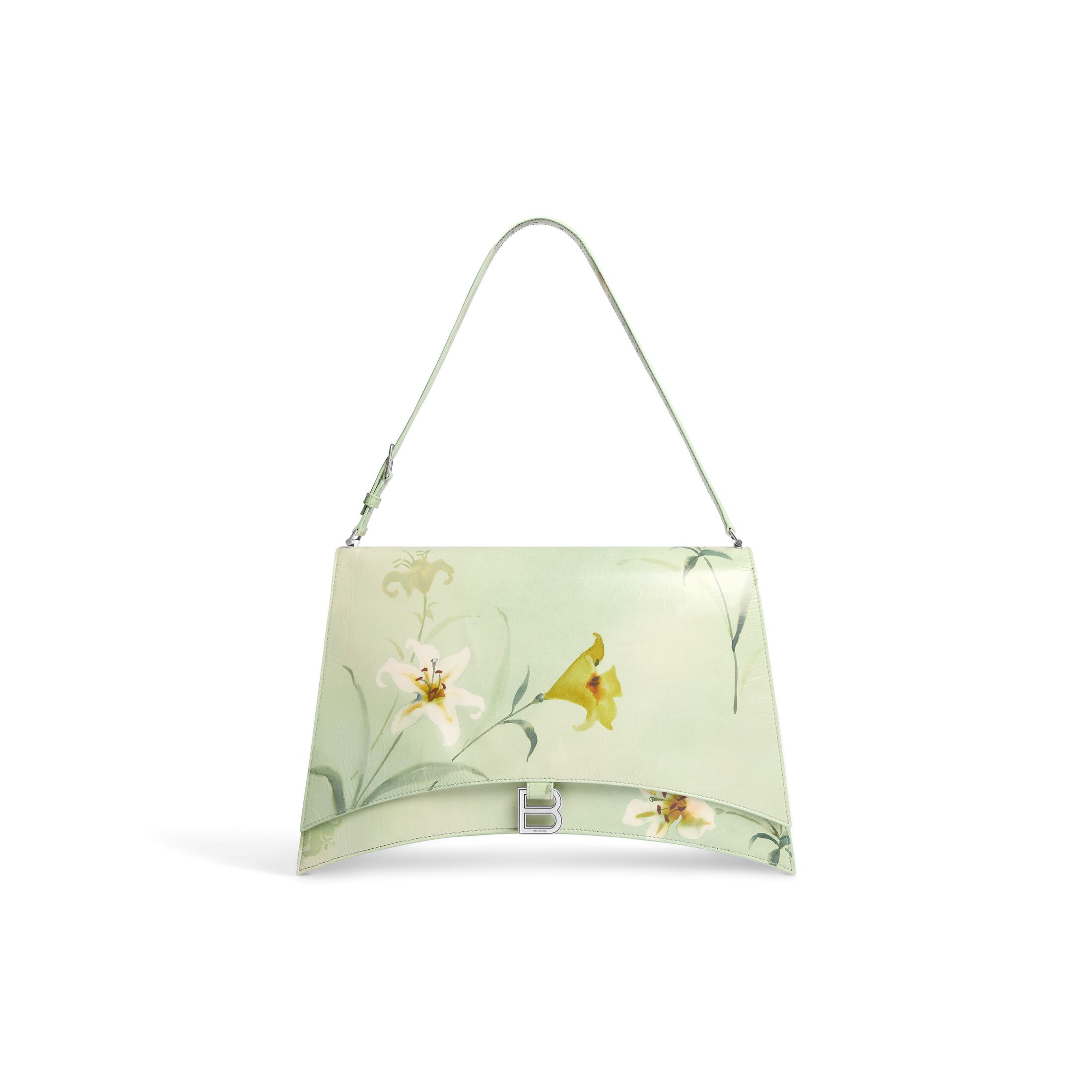Women's Crush Large Sling Bag With Lilies Print in Green | Balenciaga US