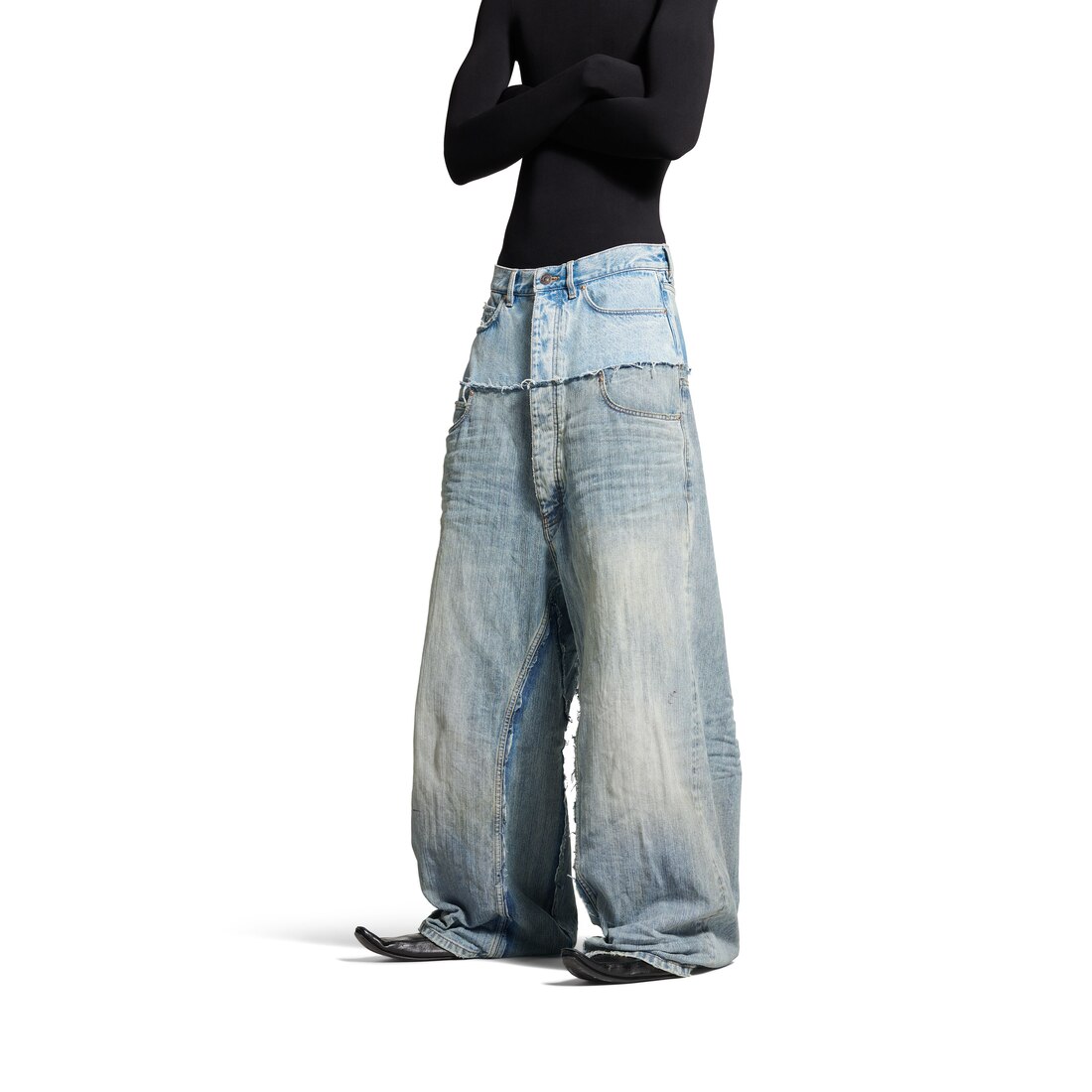 Men's Cut-up Baggy Pants in Blue| Balenciaga® US