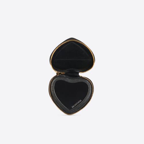 Women's Cash Heart Mirror Case in Black | Balenciaga US