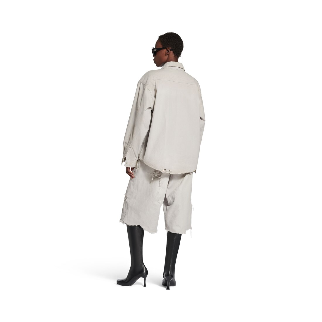 Tシャツ・カットソー BALENCIAGA FW25 WORKWEAR OVERSHIRT (839085 TRP15 1400) Men's Workwear Overshirt in Light Grey | Balenciaga US