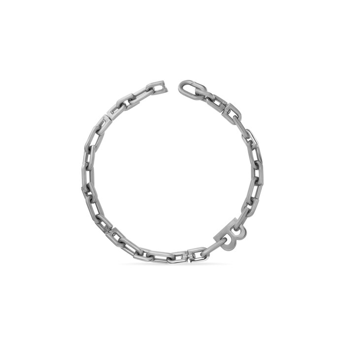 B Chain Thin Necklace In Silver | Balenciaga US