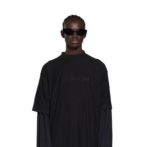 mirror balenciaga 더블 트롱프뢰유 오버사이즈 롱 슬리브 티셔츠