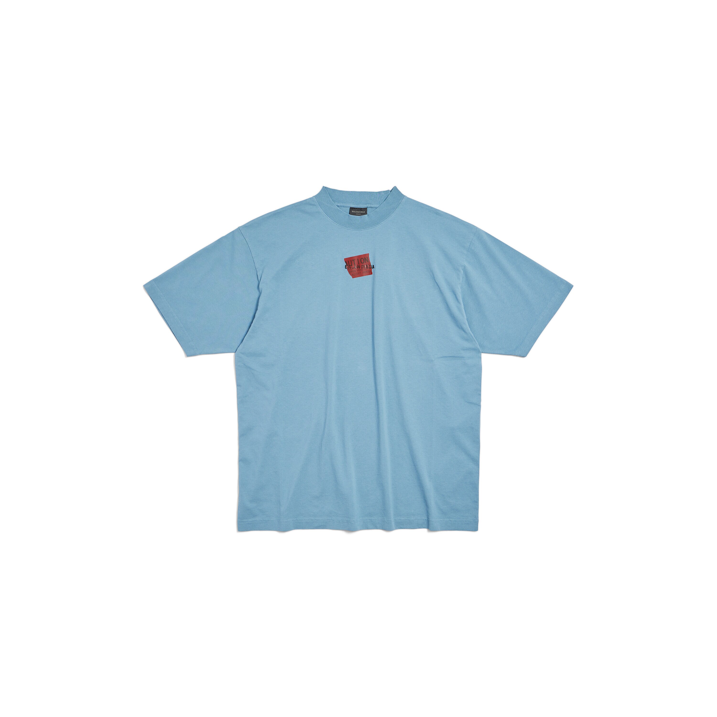 【BALENCIAGA】 半袖Tシャツ - ウォッシュドブルー BALENCIAGA (バレンシアガ) バックロゴ刺繍 クルーネック 半袖 T