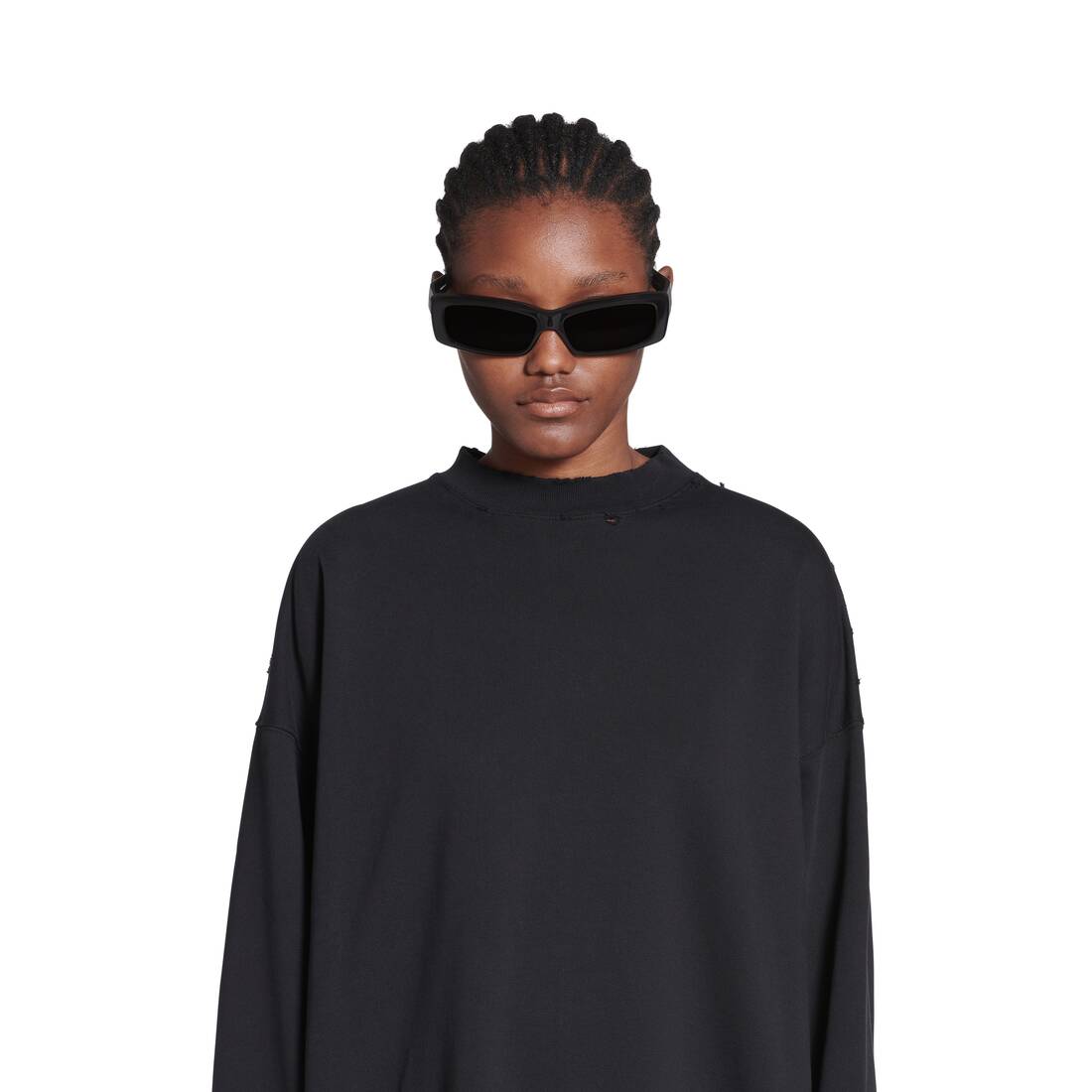 Balenciaga スウェットシャツ オーバーサイズ で 杢ブラック