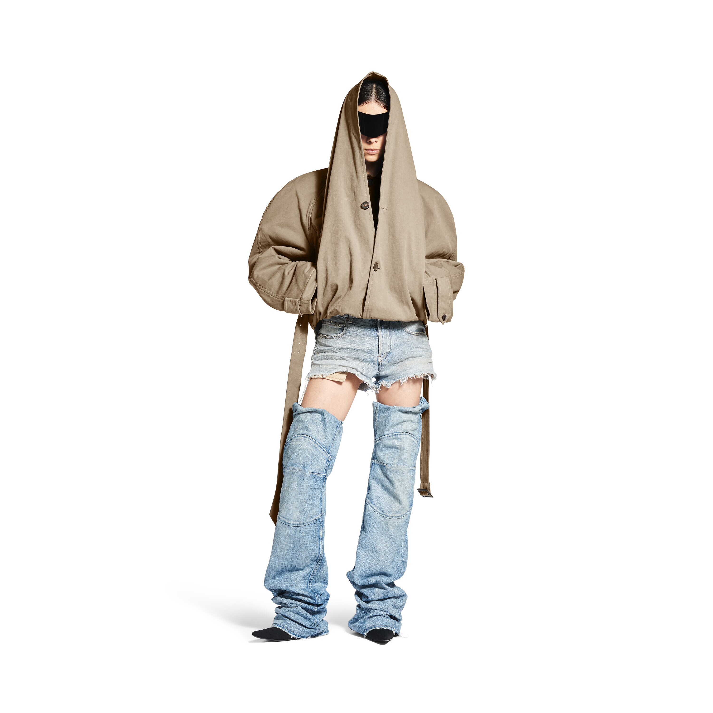 Women's Flipped Hooded Trench in Dark Beige | Balenciaga US Women's Flipped Hooded Trench in Dark Beige | Balenciaga US