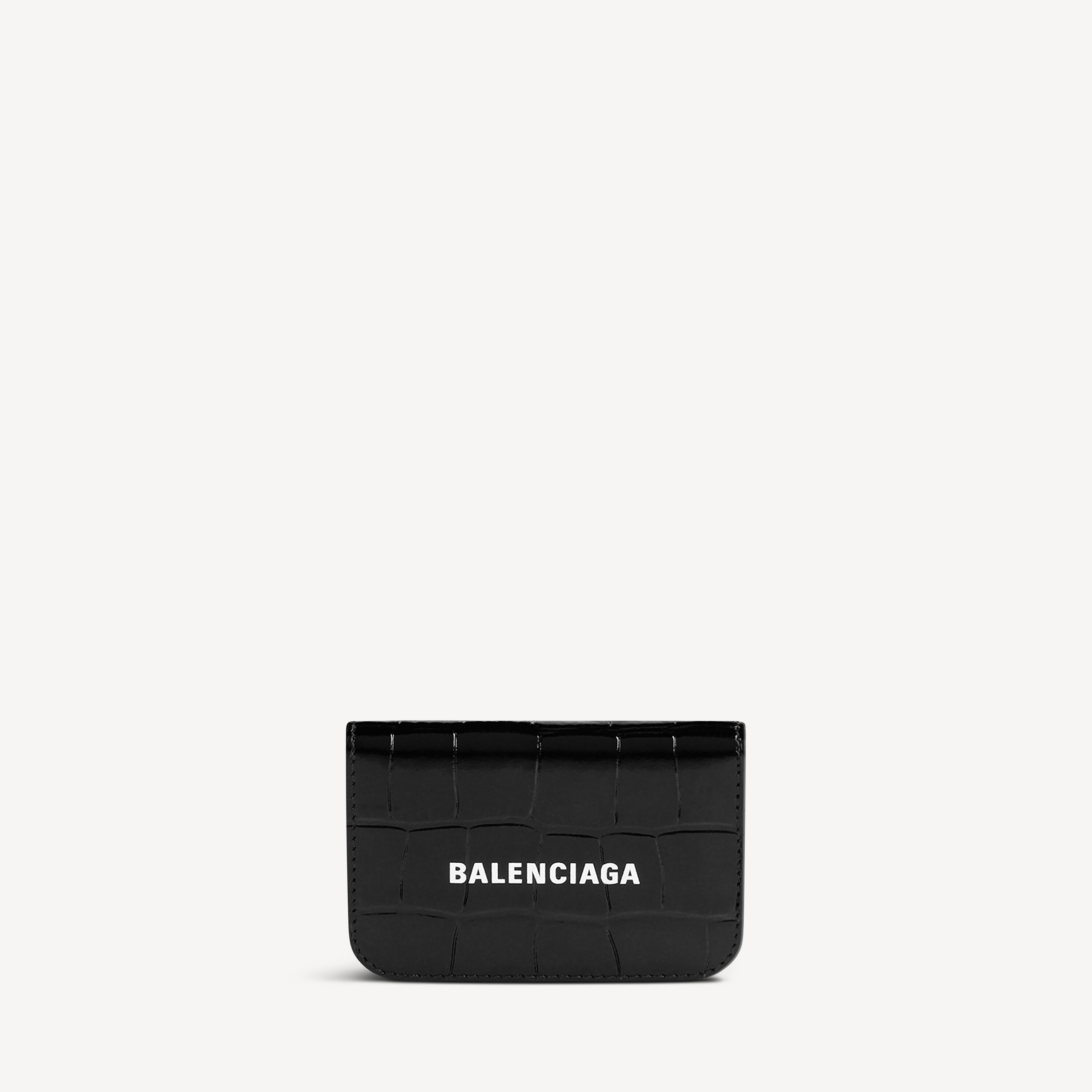 Cash Mini Wallet Crocodile Embossed in Black/white