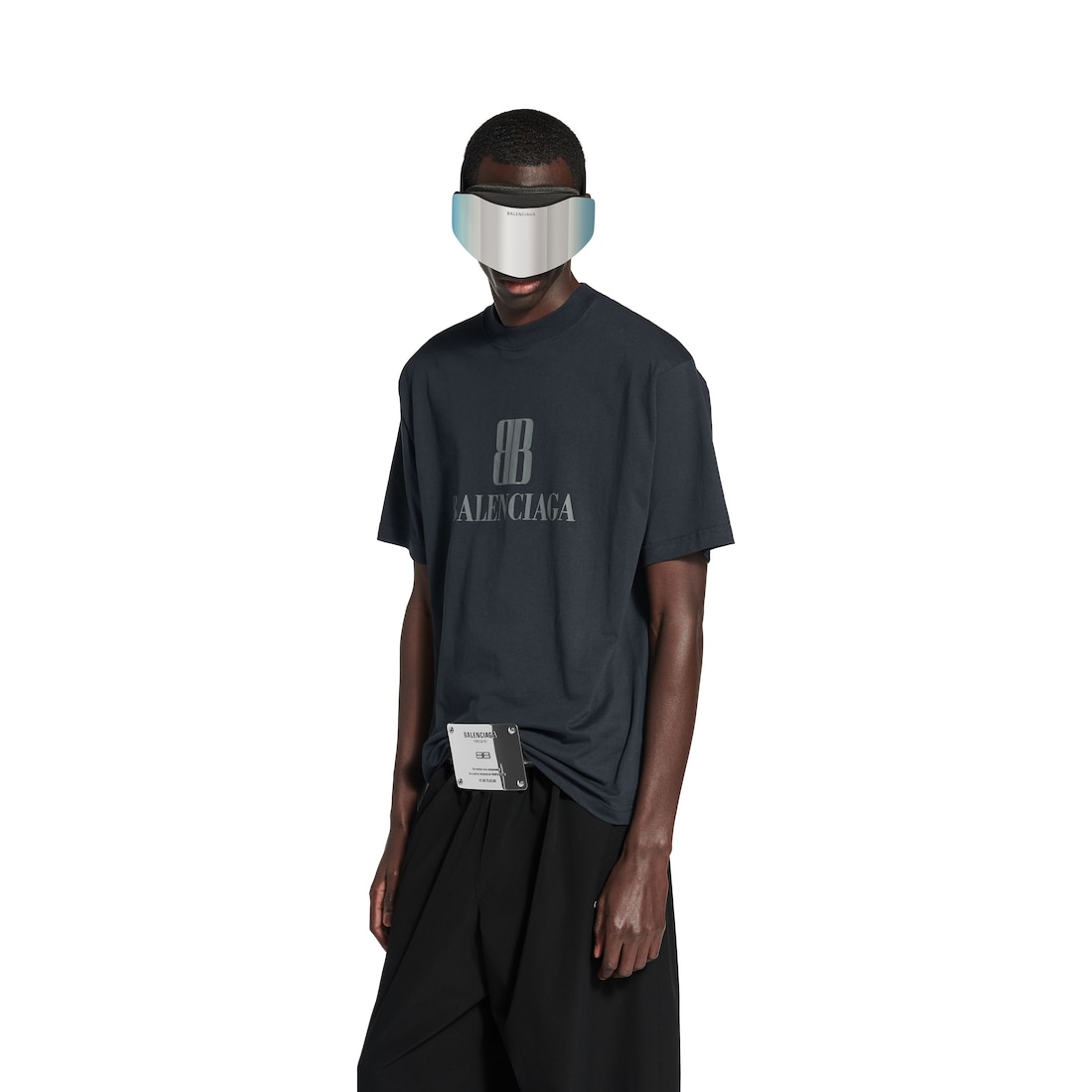 Men's Nano Bb T-shirt Medium Fit in Black Faded | Balenciaga US