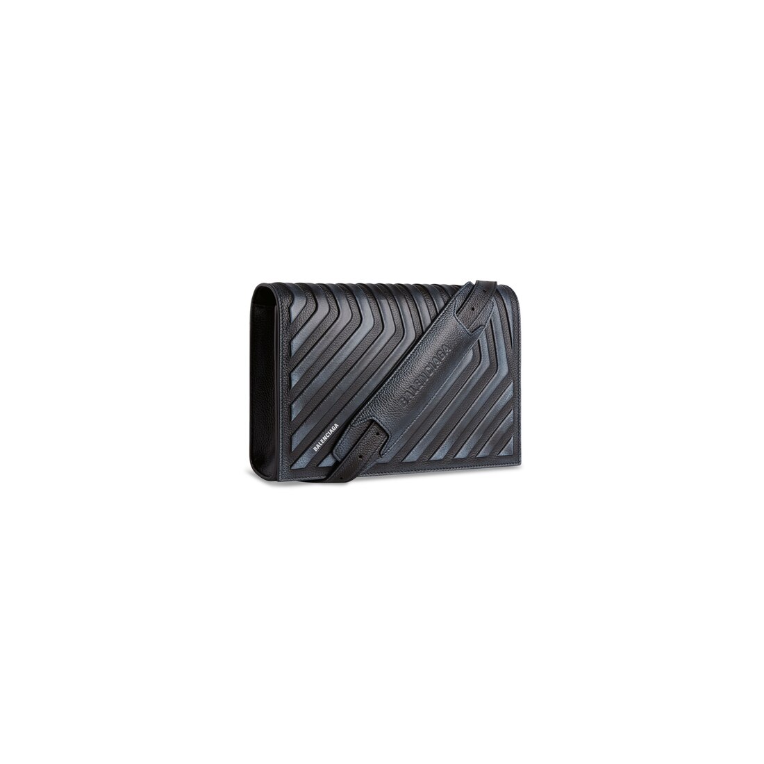 Men's Car Flap Bag With Strap Dirty Effect in Black