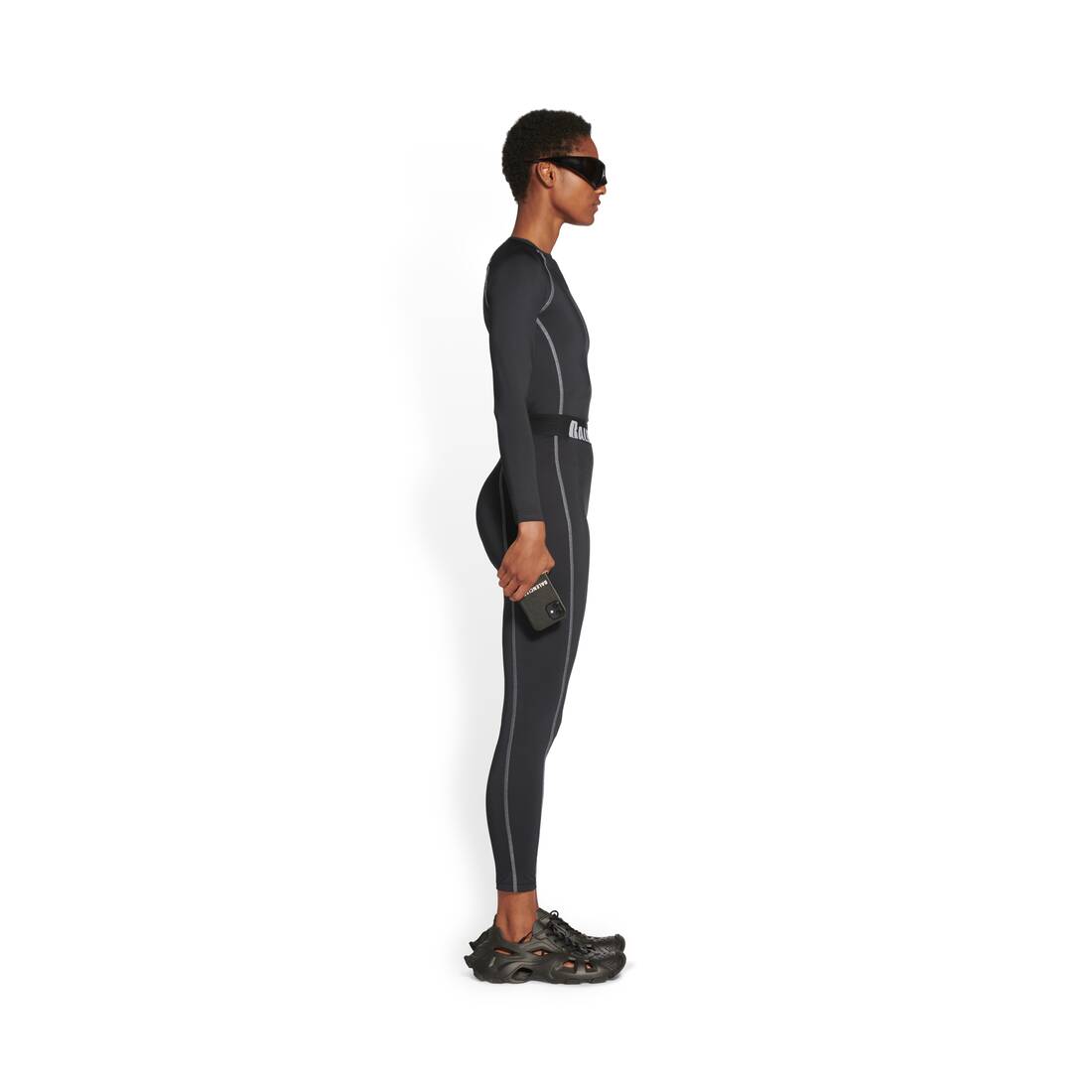 BALENCIAGA Black Jogger Stretch-Ponte Stirrup Leggings Pants FR42