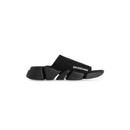 Women's Speed 2.0 Recycled Knit Slide Sandal in Black | Balenciaga US
