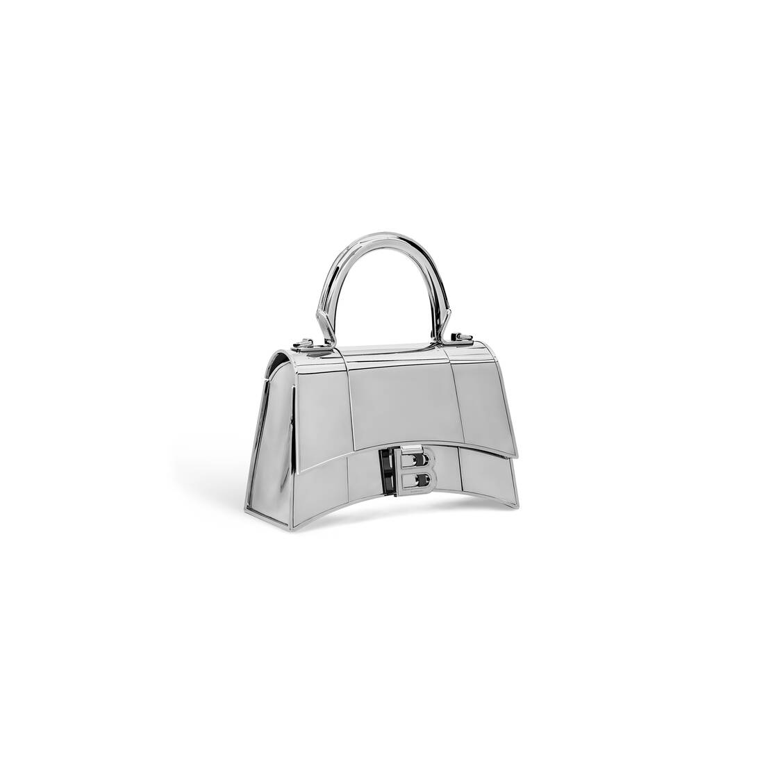 Balenciaga Hourglass S Bag in Silver Leather Silvery Metallic ref