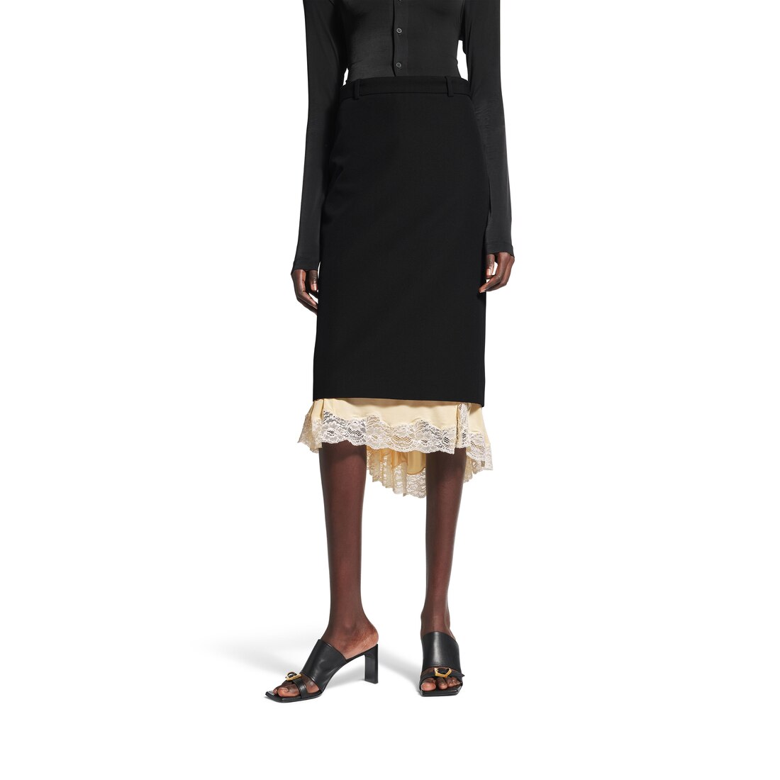 BALENCIAGA ランシェリ テイラト スカト 790575TMT32 1000 Women's Lingerie Tailored Skirt in Black | Balenciaga US