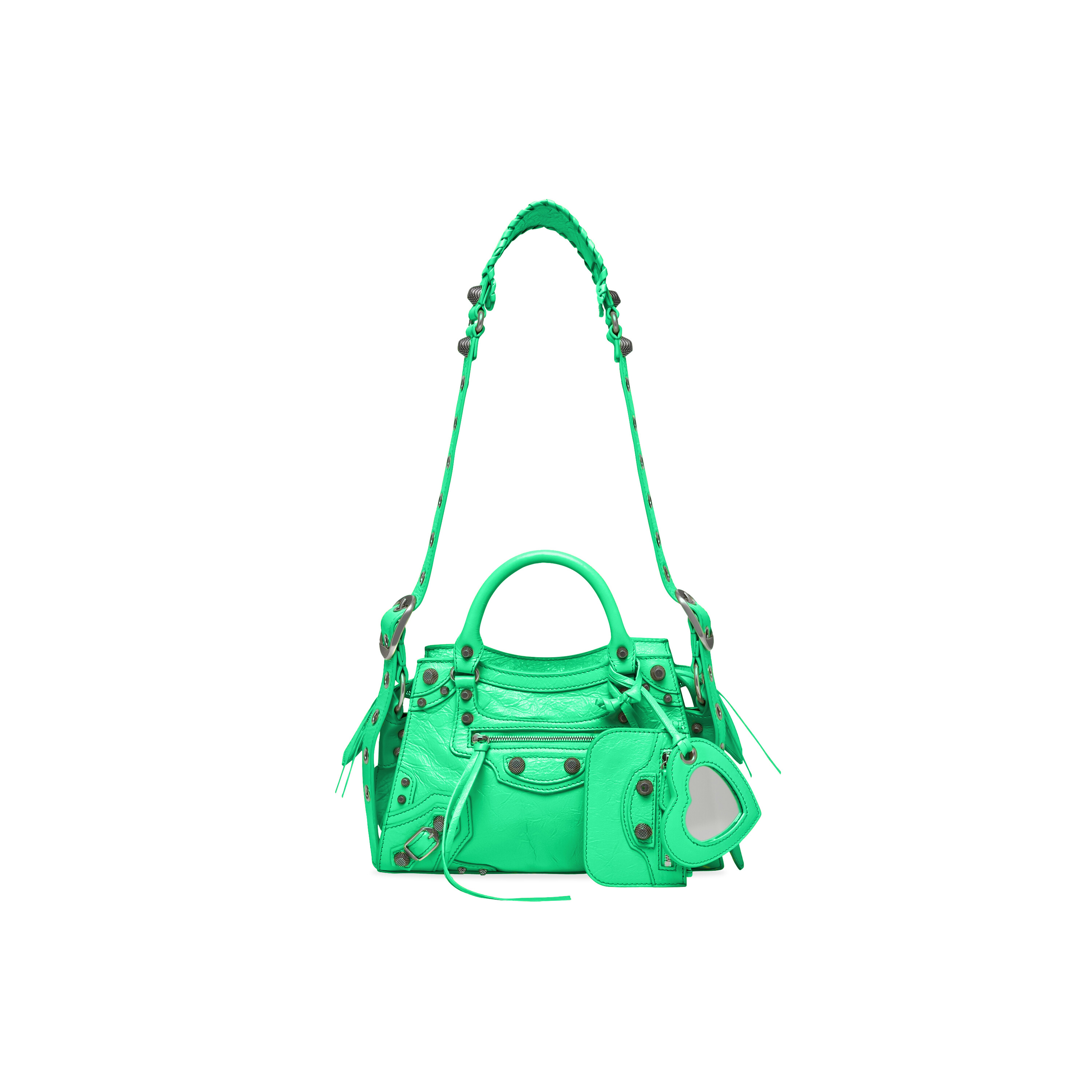 Balenciaga XS Neo Cagole Lime Green Leather Shoulder Bag New