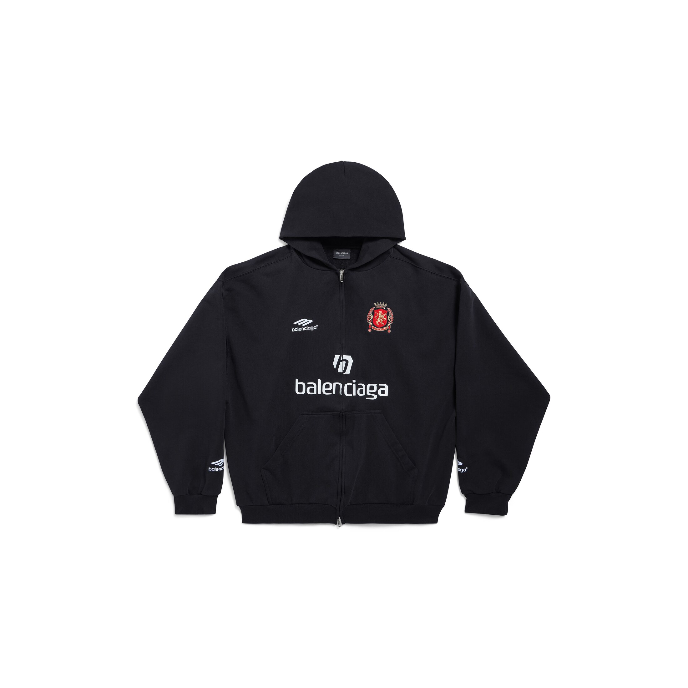 Balenciaga Paris Soccer Zip-Up Hoodie Medium Fit - Black - Men's - - Cotton
