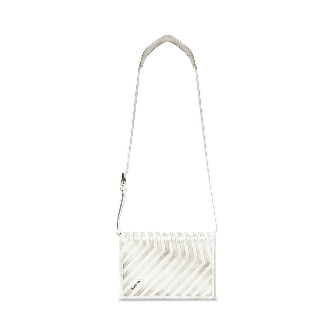 Men's Car Flap Bag With Strap Dirty Effect in White
