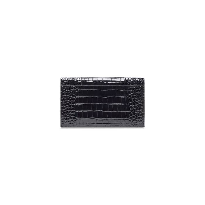 hourglass flat pouch with flap crocodile embossed 