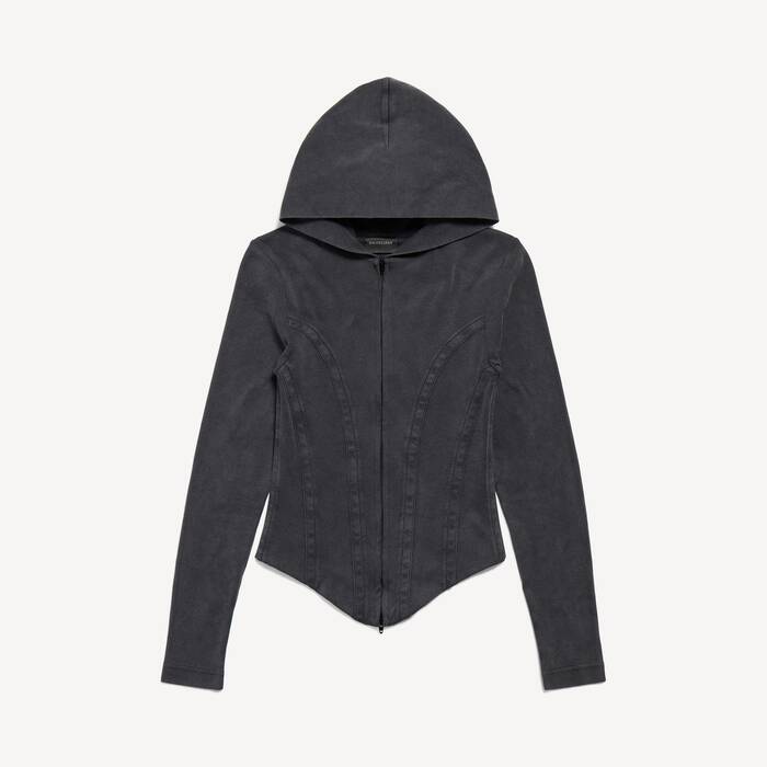 corseted zip-up hoodie