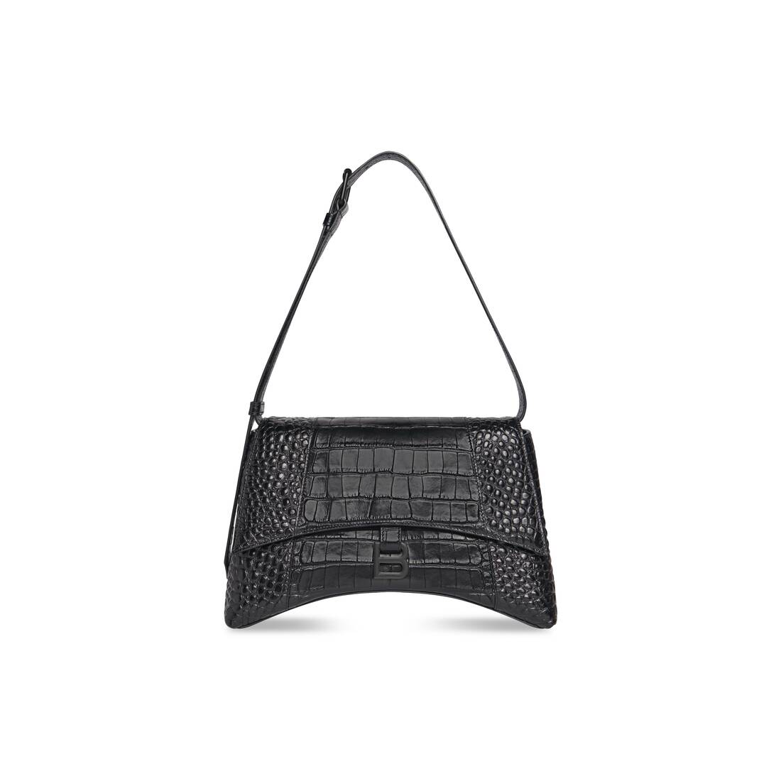 Balenciaga Croc-Embossed Nano Hourglass Bag Black
