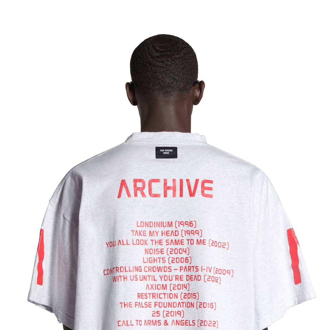 Balenciaga Music| Archive Series コネクテッド Tシャツ オーバーサイズ で ライトグレー/レッド