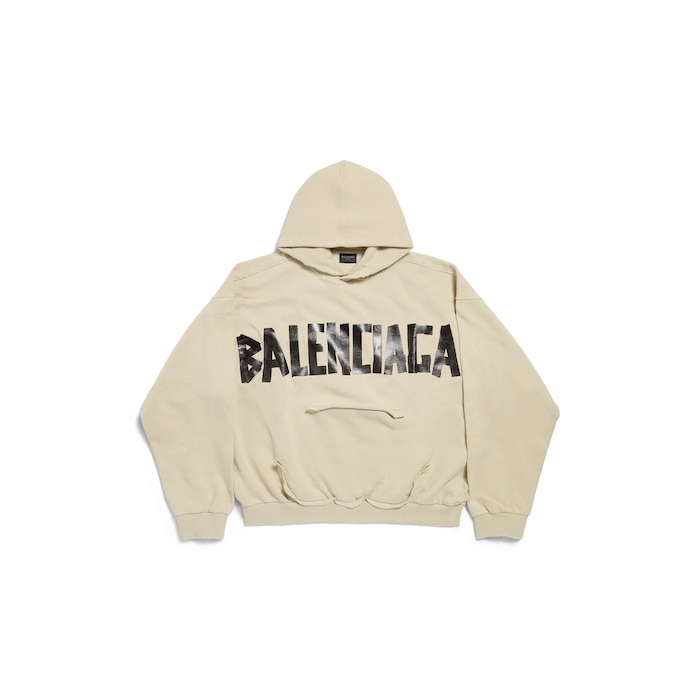 tape type ripped pocket hoodie