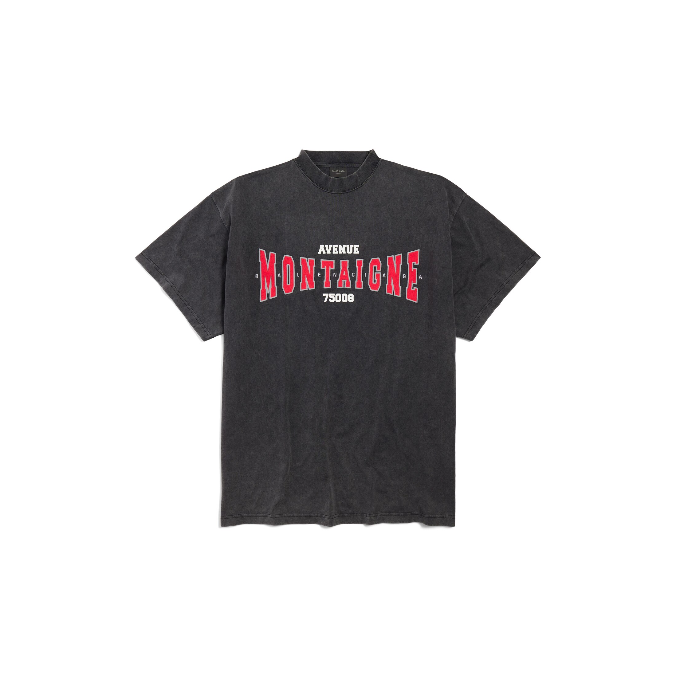 Balenciaga Montaigne T-Shirt Oversized - Black - Unisex - - Main Fabric: 100% Cotton - Trimming: 97% Cotton, 3% Elastane - Embroidery: 100% Polyester
