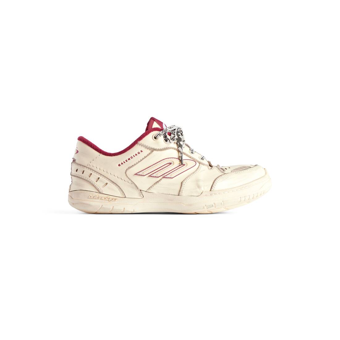 Men's Hamptons Medium Worn-out Sneaker in Off White/red