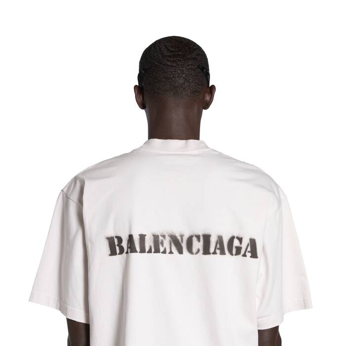 Stencil Type T-shirt Medium Fit in Off White/black | Balenciaga US