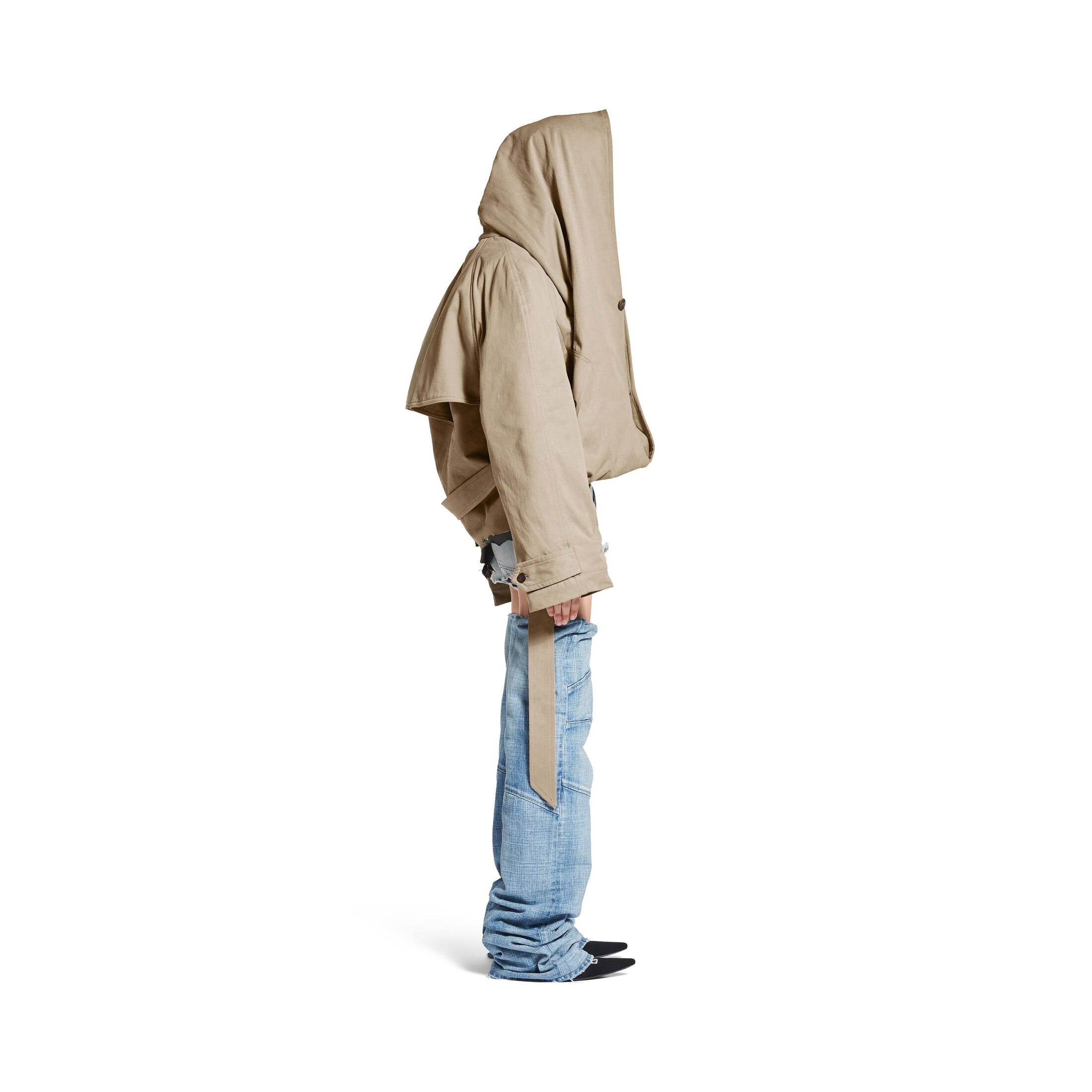 flipped hooded trench